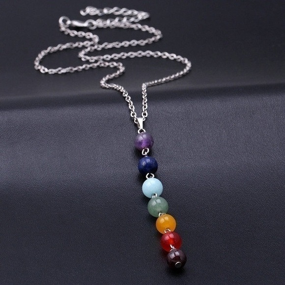 Beaded Pendant Chakra Rainbow Necklace - Picture 2 of 6
